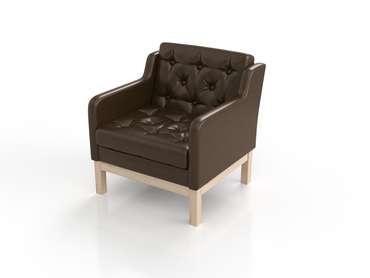 Кресло Айверс из массива сосны с обивкой темно-коричневый кожзам
