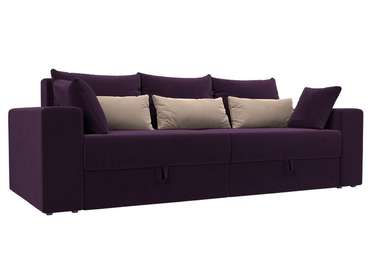 Прямой диван-кровать Мэдисон фиолетово-бежевого цвета