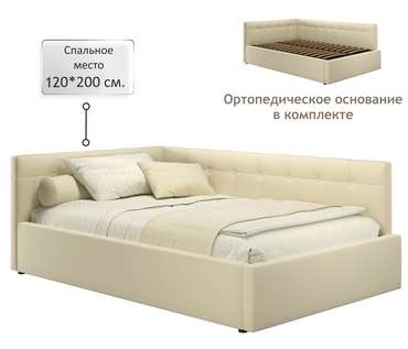 Кровать-тахта Bonna 120х200 бежевого цвета без подъемного механизма