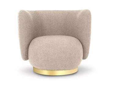 Кресло Lucca бежевого цвета с золотым основанием