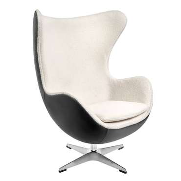 Кресло Egg Style Chair бело-черного цвета