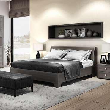 Кровать Парма Нео-3 140х200 серо-коричневого цвета без подъемного механизма