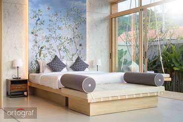 Фотообои Blooming garden голубого цвета