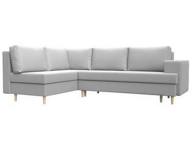 Угловой диван-кровать Сильвана белого цвета (экокожа) левый угол