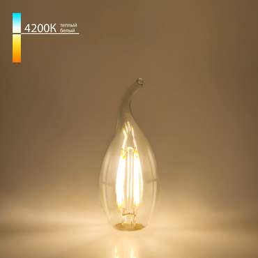 Филаментная светодиодная лампа "Свеча на ветру" C35 7W 4200K E14 (CW35 прозрачный) BLE1417 Свеча на ветру F