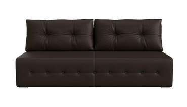 Прямой диван-кровать Лондон темно-коричневого цвета (экокожа)