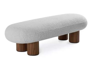 Банкетка Liora светло-серого цвета с коричневыми ножками