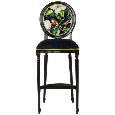 Барный стул Цветущая аристократка версия 1 черно-зеленого цвета