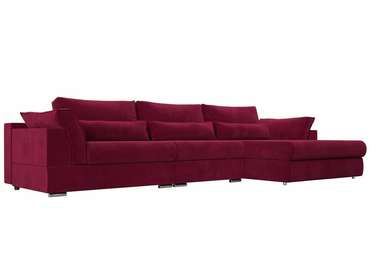 Угловой диван-кровать Пекин Long бордового цвета угол правый