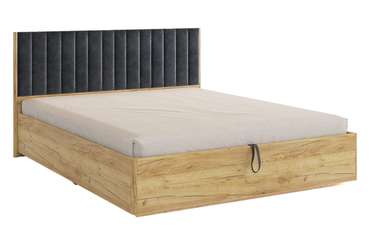 Кровать Адам 160х200 бежево-серого цвета с подъемным механизмом 