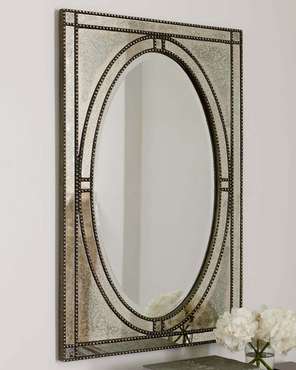 Настенное зеркало Бруно в раме раме серебряного цвета