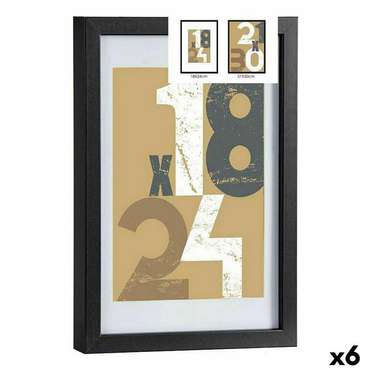 Фоторамка 24 x 2,5 x 32,5 cm Чёрный Cтекло Деревянный MDF (6 штук)
