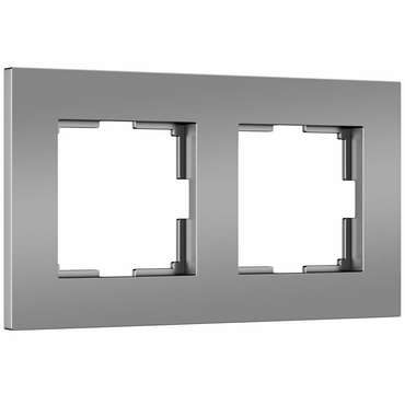W0022965/ Рамка на 2 поста Slab (серебро матовый) W0022965 Slab серебро матовый