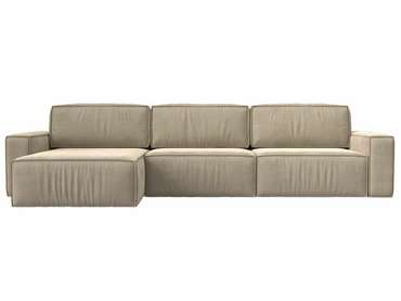Угловой диван-кровать Прага Классик лонг бежевого цвета левый угол