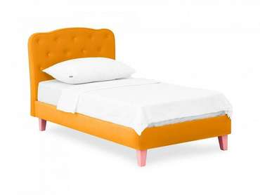 Кровать Candy 80х160 желтого цвета с розовыми ножками