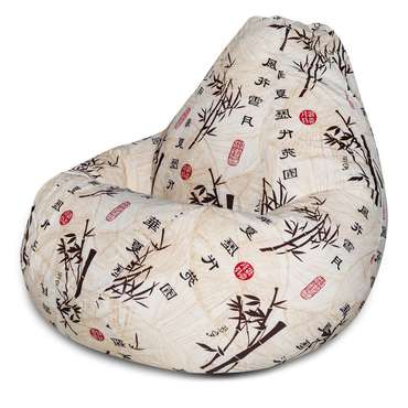 Кресло-мешок Груша 2XL Стебли Бамбука бежевого цвета