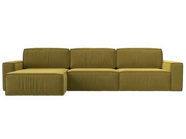 Угловой диван-кровать Прага Классик лонг желтого цвета левый угол