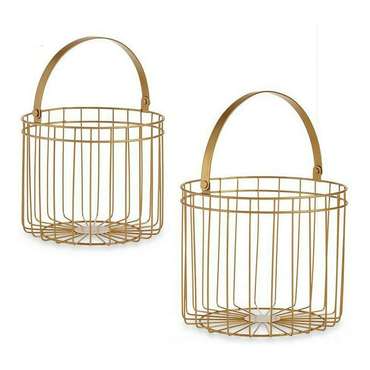 Корзина Позолоченный Металл 25 x 35 x 25  цилиндрически (2 pcs)