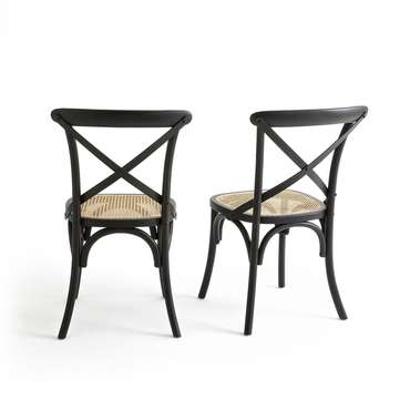 Комплект стульев из дерева и плетения Cedak черного цвета