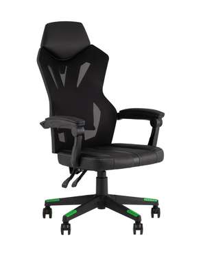 Кресло спортивное Top Chairs Айронхайд черного цвета с зелеными вставками