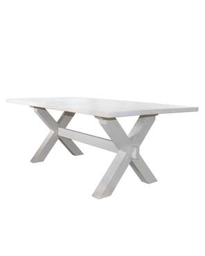 Обеденный стол из массива сосны Акадия в белом цвете