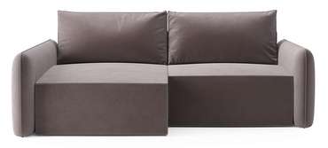 Угловой диван-кровать Софт коричневого цвета левый