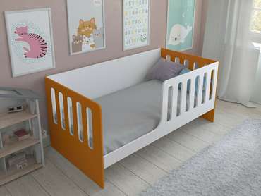 Кроватка Астра 12 80x160 бело-оранжевого цвета 