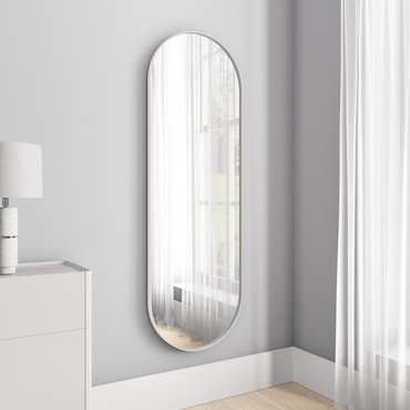 Дизайнерское настенное зеркало Nolvis L в тонкой металлической раме белого цвета