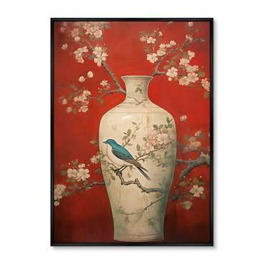 Репродукция картины China porcelain vase, red palette, No 2, 2024г.