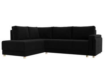 Угловой диван-кровать Лига 024 черного цвета левый угол