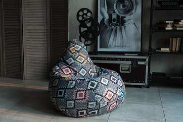 Кресло-мешок Груша XL Этнос серого цвета
