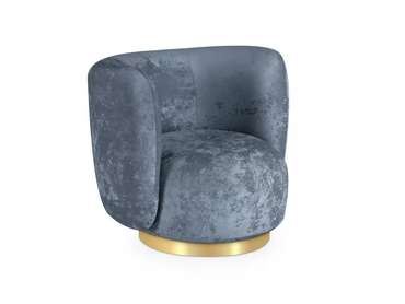 Кресло Lucca синего цвета с золотым основанием 