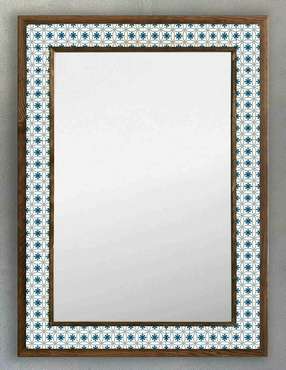Настенное зеркало с каменной мозаикой 53x73 бело-синего цвета