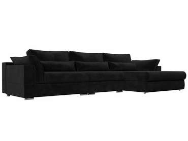 Угловой диван-кровать Пекин Long черного цвета угол правый