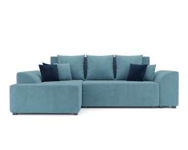 Угловой диван-кровать Каскад голубого цвета левый угол