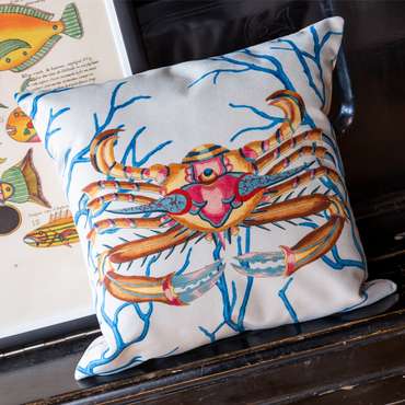 Декоративная подушка Фантастика подводного мира версия 1 сине-голубого цвета