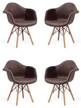 Комплект из четырех стульев Cindy коричневого цвета