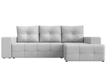 Угловой диван-кровать Перри белого цвета (экокожа) правый угол