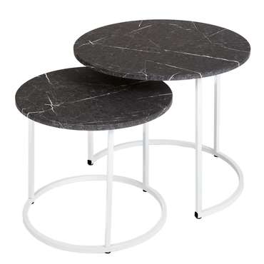 Набор из двух журнальных столиков МеталлАрт М001 черно-белого цвета