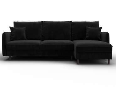 Угловой диван-кровать Лига-064 черного цвета
