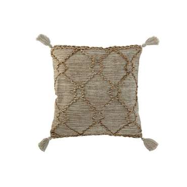 Декоративная подушка Boho 45x45 из хлопка и джута бежевого цвета