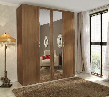 Шкаф четырехдверный с зеркалами Palmari коричневого цвета