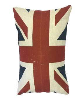 Подушка интерьерная Британский флаг из гобелена сине-красного цвета