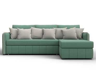 Угловой диван-кровать Лига-078 зеленого цвета правый