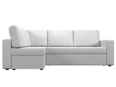 Угловой диван-кровать Оливер белого цвета (экокожа) левый угол