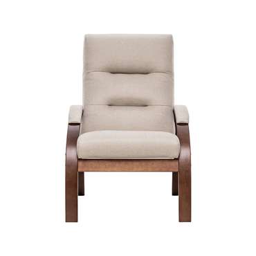 Кресло Лион бежево цвета с коричневым каркасом 