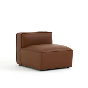 Кресло модульное из кожи Seven коричневого цвета