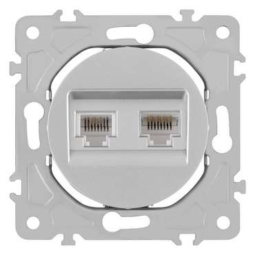 Розетка двойная RJ-11 и Ethernet RJ-45, без рамки 202.44-1.silver