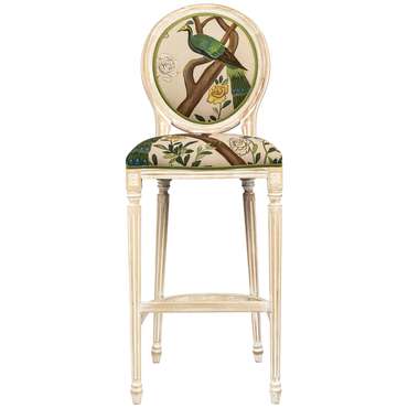 Барный стул Индокитайский зелёный павлин бежевого цвета
