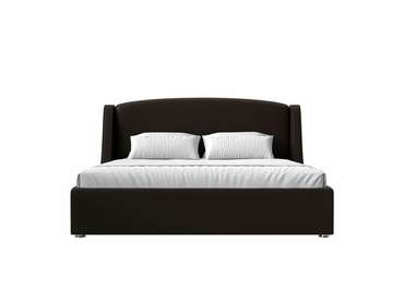 Кровать Лотос 180х200 темно-коричневого цвета с подъемным механизмом (экокожа)